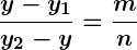 Rendered by QuickLaTeX.com \displaystyle\boldsymbol{\frac{y - y_1}{y_2 - y} = \frac{m}{n}}