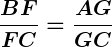 Rendered by QuickLaTeX.com \displaystyle\boldsymbol{\frac{BF}{FC} = \frac{AG}{GC}}