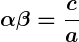 Rendered by QuickLaTeX.com \displaystyle\boldsymbol{\alpha \beta = \frac{c}{a}}
