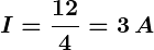 Rendered by QuickLaTeX.com \displaystyle\boldsymbol{I = \frac{12}{4} = 3 \, A}