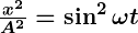 Rendered by QuickLaTeX.com \boldsymbol{\frac{x^2}{A^2} = \sin^2 \omega t}