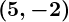Rendered by QuickLaTeX.com \boldsymbol{(5, -2)}