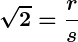 Rendered by QuickLaTeX.com \displaystyle\boldsymbol{\sqrt{2} = \frac{r}{s}}