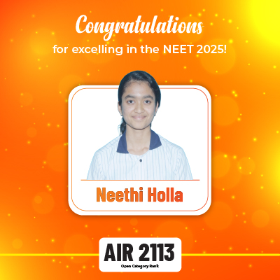 Neethi Holla | NEET 2025 Deeksha Vedantu Results