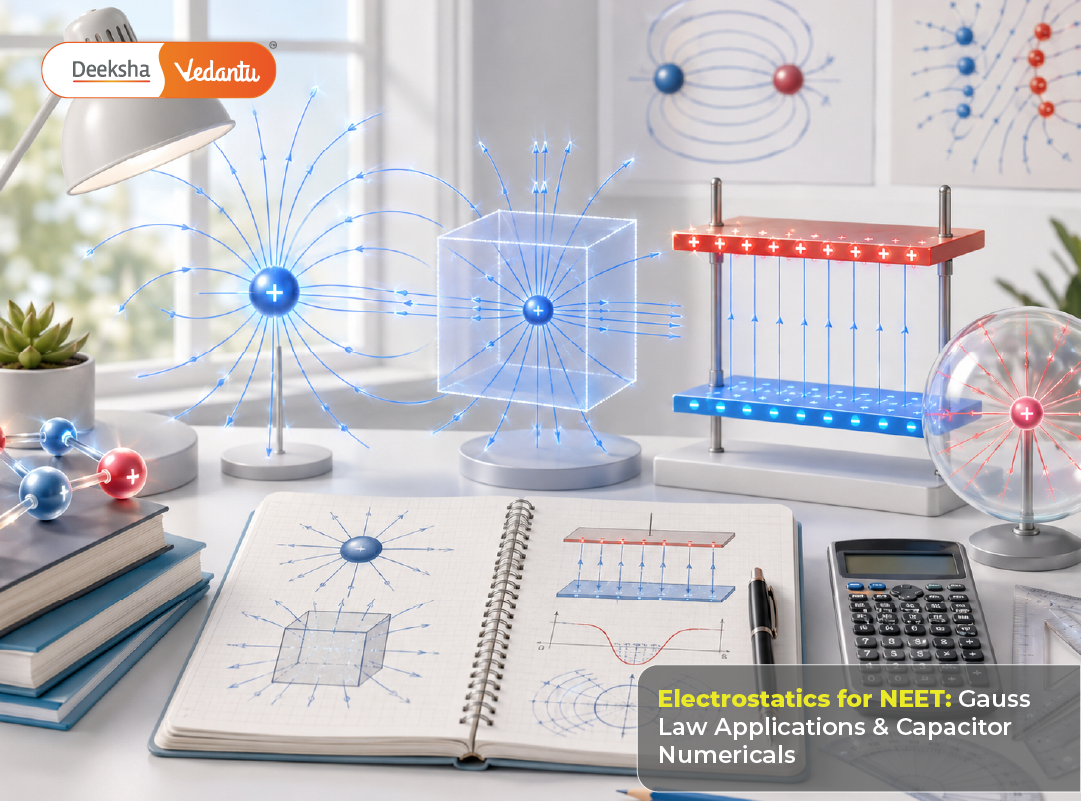 Electrostatics for NEET Gauss Law Applications & Capacitor Numericals
