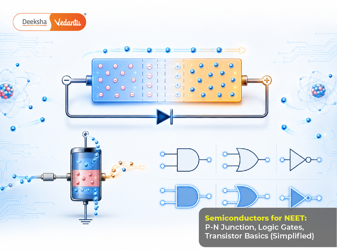 Semiconductors for NEET P-N Junction, Logic Gates, Transistor Basics (Simplified)