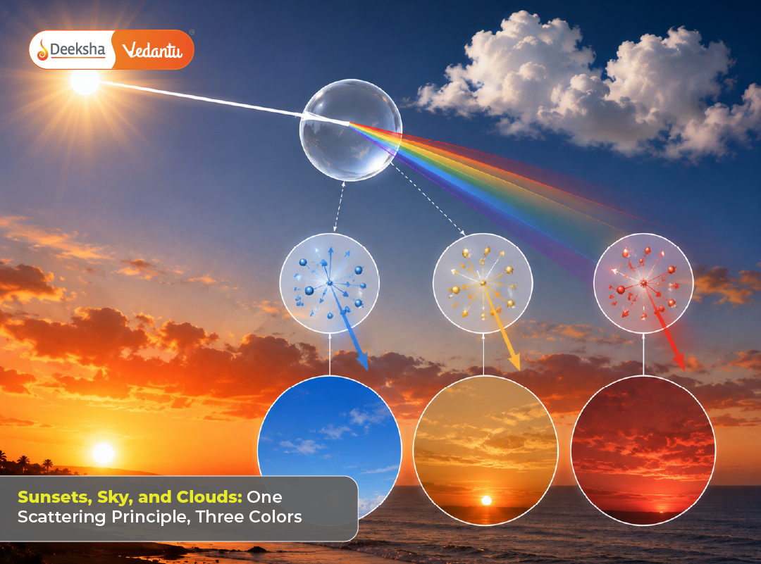 Sunsets, Sky, and Clouds One Scattering Principle, Three Colors