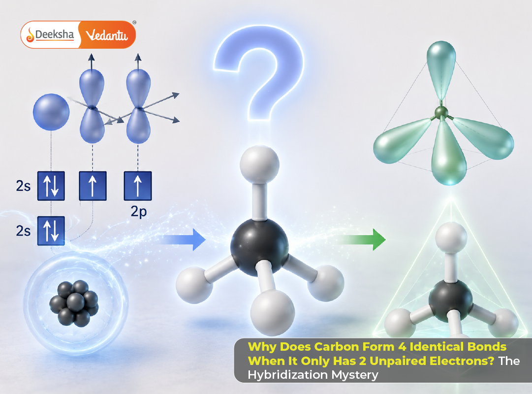Why Does Carbon Form 4 Identical Bonds When It Only Has 2 Unpaired Electrons The Hybridization Mystery